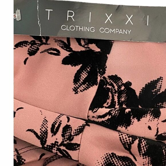 Trixxi Floral‎ Velvet Mesh Velvet Dress Pink 2X Plus - Picture 4 of 13